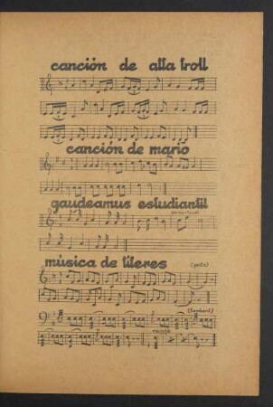 Canción de Atta Troll [y] Canción de Mario [y] Gaudeamus estudiantil [y] Música de títeres