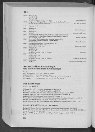Aufbaustudium Kriminologie und Kontaktstudium Kriminologie