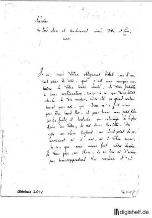 1: Brief von Magnus Gottfried Lichtwer an Henriette Dorothea geb. Lichtwer Schmettau