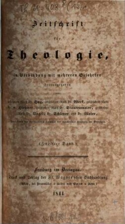 Zeitschrift für Theologie. 12. 1844