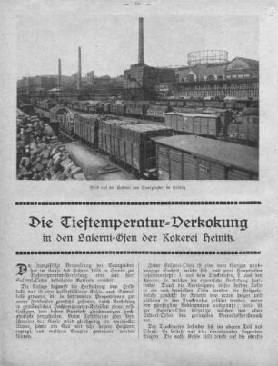 Die Tieftemperatur - Verkokung in den Salerni - Öfen der Kokerei Heinitz