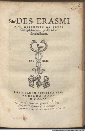Responsio ad Petri Cursii defensionem nullo adversario bellacem