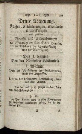 I. Abschnitt. Von der Vorstellung der Substantivorum nach Begriffen.