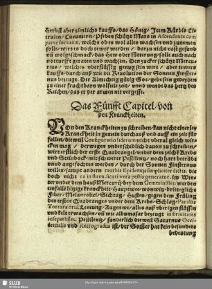 Das Fünfft Capitel, von den Kranckheiten