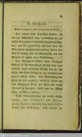 XI. Abschnitt. Vom Donativ- und Ritterpferd-Geld