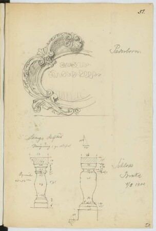 Kartusche, Paderborn / Schloss Brake, Lemgo: Details (aus: Skizzen- und Fotoalbum 18)