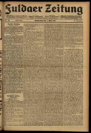 Erste Ausgabe vom Donnerstag, den 03. April 1913.