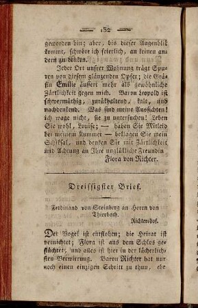 Dreissigster Brief. Ferdinand von Steinberg an Herrn von Thierbach