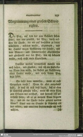 Wegräumung einer großen Schwierigkeit