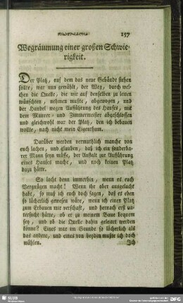 Wegräumung einer großen Schwierigkeit
