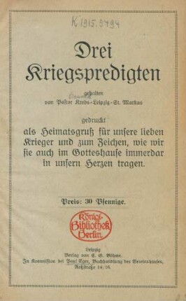 Drei Kriegspredigten