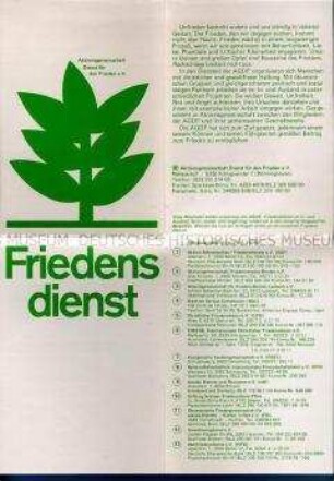 Informationsblatt der Aktionsgemeinschaft "Dienst für den Frieden"