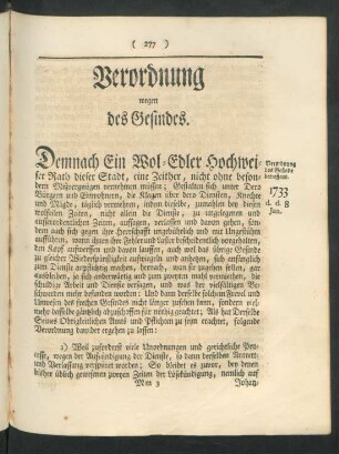 Verordnungen wegen des Gesindes
