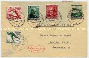Briefumschlag mit Sonderbriefmarken und -stempeln "Mit Luftschiff LZ 129 befördert"