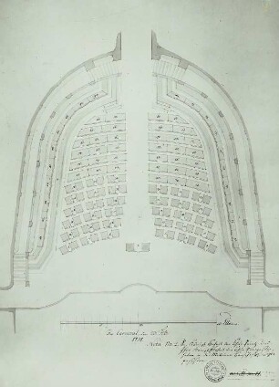 Opernhaus am Zwinger. Grundplan Parkett, 1751