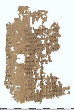 R: Reste einer Urkunde / V: Demosthenes, De Corona 1–3