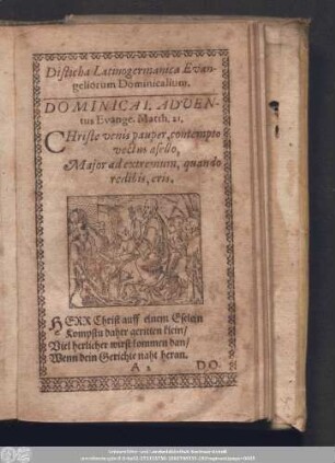 Disticha Latinogermanica Evangeliorum Dominicalium.