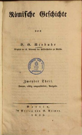 Römische Geschichte, Zweyter Theil