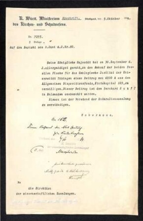 Auszahlung von 6000 M an Hauff aus dem Allgemeinen Depositionsfonds