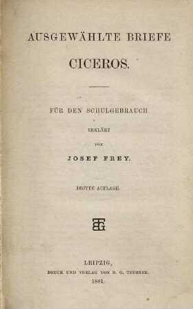 Ausgewählte Briefe Ciceros : für d. Schulgebrauch