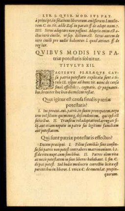 Quibus Modis Ius Patriae potestatis solvitur. Titulus XII.
