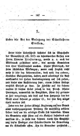 Ueber die Art der Besetzung der Schullehrer-Stellen