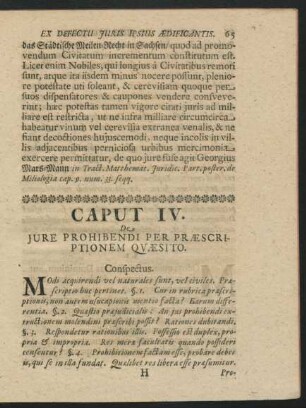 Caput IV. De Iure Prohibendi Per Praescriptionem Quaestio.