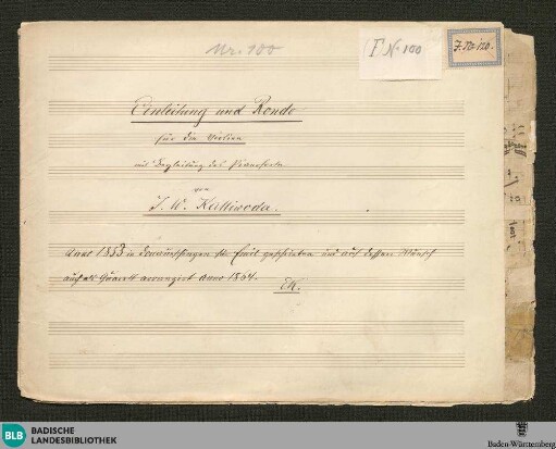 Introduction und Rondino - JWK Mus.Ms. 100 a : vl, pf; G; StrK WoO 3.04