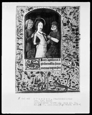 Lateinisches Gebetbuch mit französischem Kalender — Heilige Apollonia, Folio 213