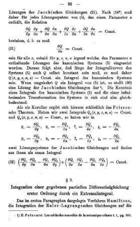 § 3. Integration einer gegebenen partiellen Differentialgleichung erster Ordnung durch ein Extremalintegral.