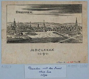 Ansicht von Dresden, Blick über die Elbe auf die Alt- und heutige Neustadt