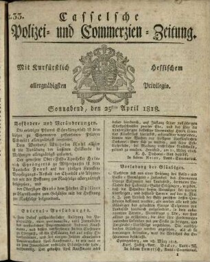 Nr. 33, Sonnabend, den 25sten April 1818