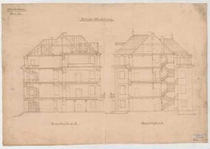 Thiersch, Friedrich von; Bad Berleburg (Nordrhein-Westfalen); Schloss, Umbau - Querschnitte