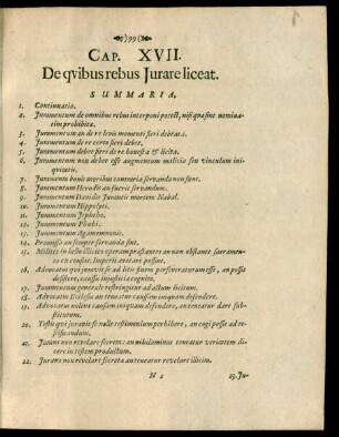 Cap. XVII. De quibus rebus Iurare liceat.