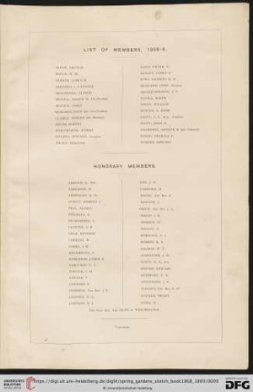 List of Members, 1868-9 / Honorary Members