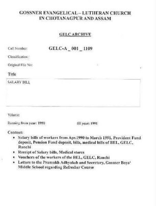 SALARY BILL