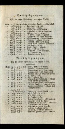 Berichtigungen. Für die erste Abtheilung des ersten Theils