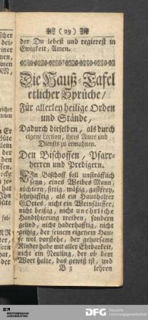 Die Hauß-Tafel etlicher Sprüche
