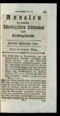 Sechs und dreißigste Woche