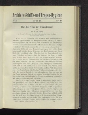 Über den Typhus der Kriegsteilnehmer.