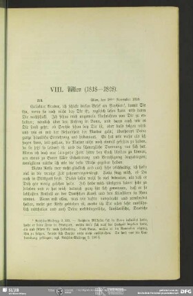 Friedrich von Schlegel an August Wilhelm von Schlegel, Wien, 18.11.1818