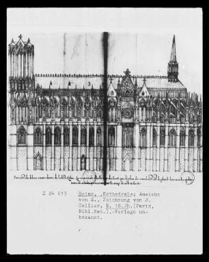 Ansicht der Südfassade der Kathedrale Notre Dame zu Reims