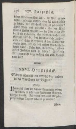 XXVI. Hauptstück. Warum übertrift ein Mensch den andern in der Ausübung der Tugend?