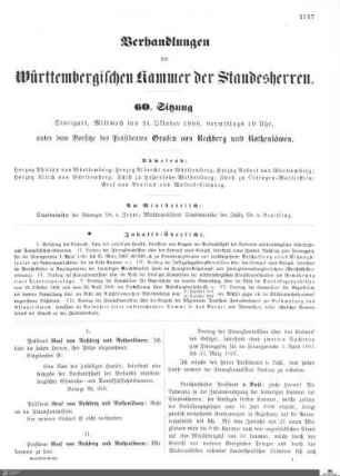 60. Sitzung, Stuttgart, 31.10.1906