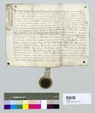 Georg Danner, Bürger und Bierbrauer zu Straubing, verspricht, die auf dem von Dorothea, Witwe des Stephan Lerchenfelder, Bürger zu Neunburg vorm Wald, gekauften zwischen Hofdorf und Tiefenthal sich befindenden Weingarten liegenden Abgaben und Pflichten zu erfüllen. S: Sebastian Khain, Ratsbürger zu Straubing