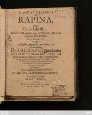 Disputatio Iuridica De Rapina