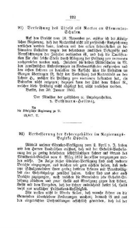 Verleihung des Titels als Rector an Elementar-Schulen : [III. Seminarien, Bildung der Lehrer und deren persönliche Verhältnisse]