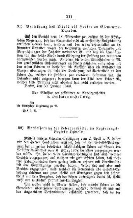 Verleihung des Titels als Rector an Elementar-Schulen : [III. Seminarien, Bildung der Lehrer und deren persönliche Verhältnisse]