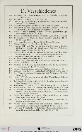 D. Verschiedenes (Nr. 262-290)