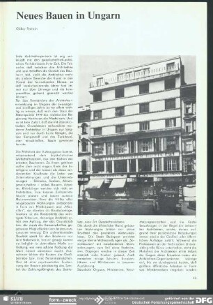 Neues Bauen in Ungarn : Formgestaltung in Ungarn